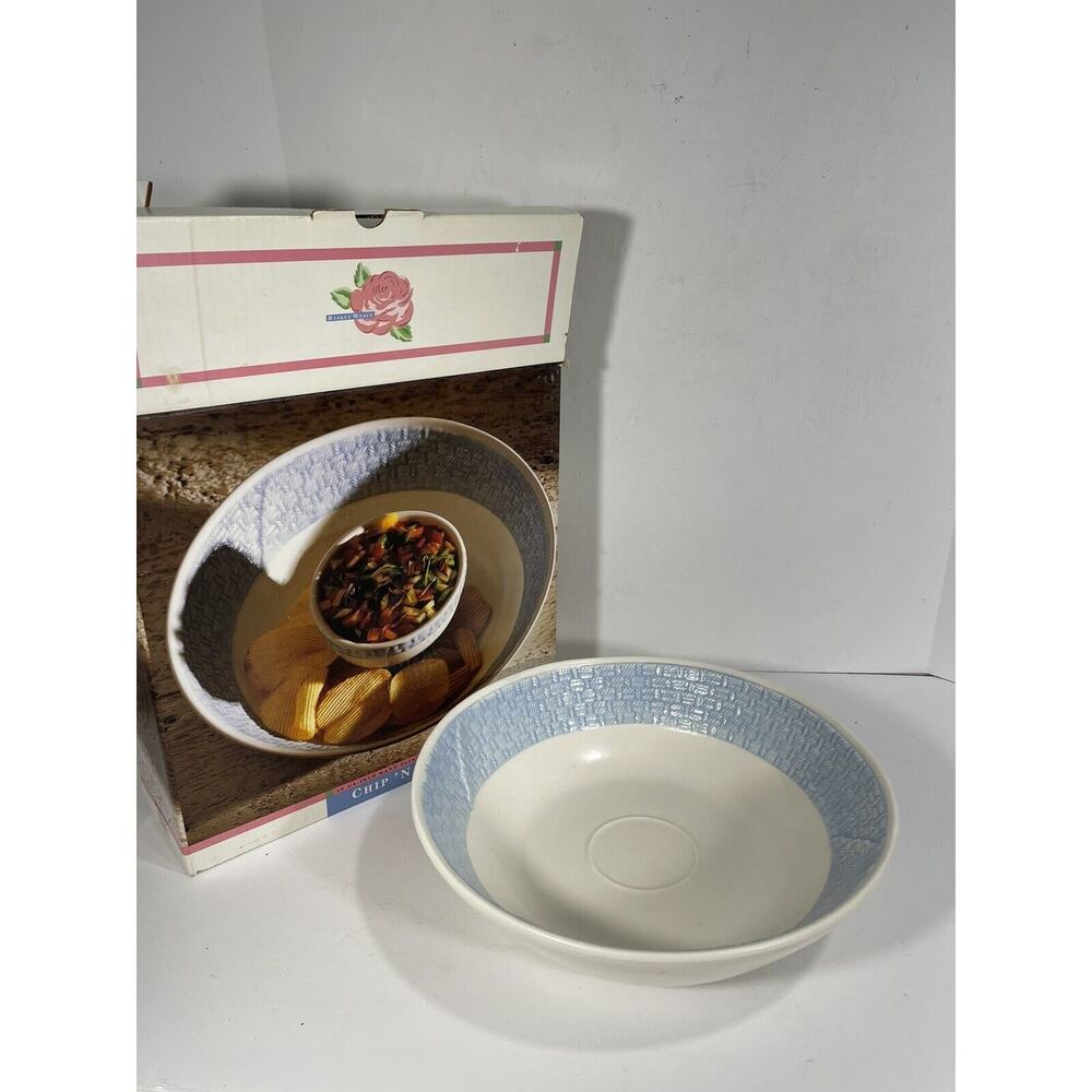Mervyn’s Hand Painted Ceramic Chip & Dip Bowl Round‎ Platter 13 1/4” Only